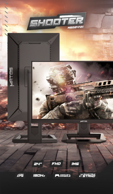MONITEUR MATOS MSG244H SHOOTER 180HZ IPS 24 POUCE ADJUSTABLE FHD